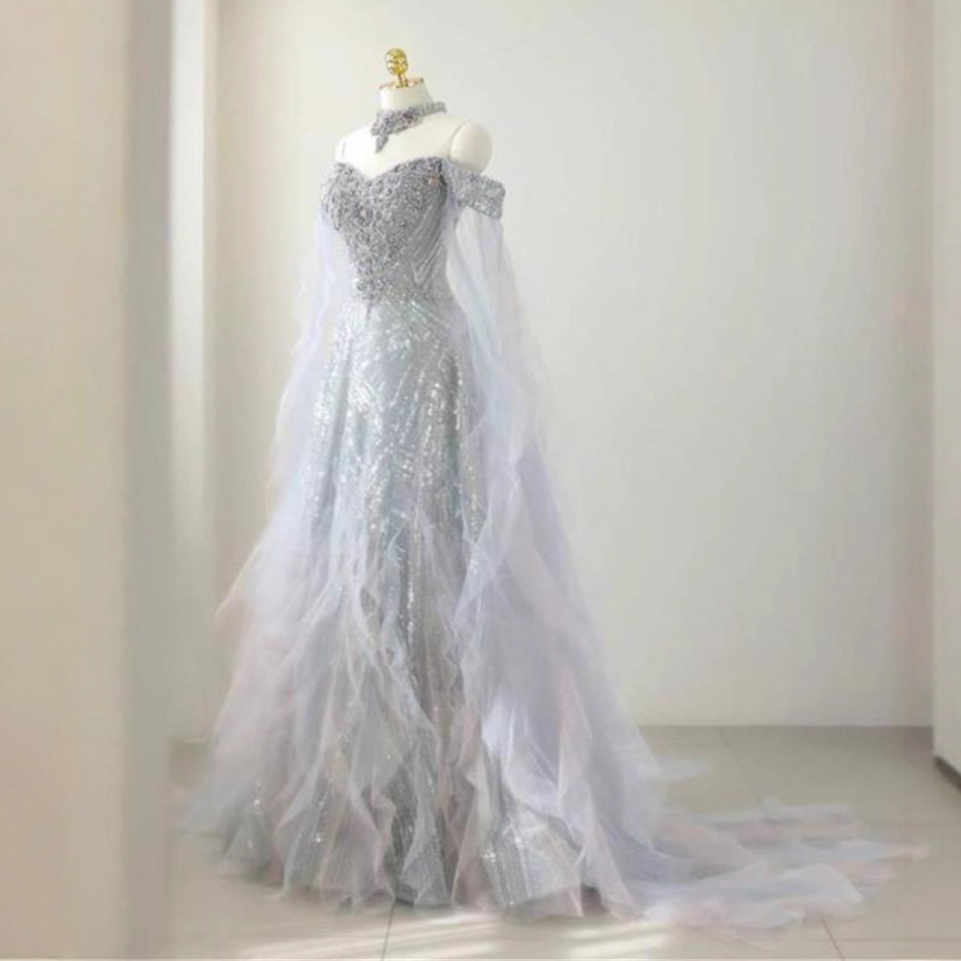 Light Luxury Evening Dress for Women 2026 New High-End Off-Shoulder Adult Ceremony Elegant Toast Dress Bride Host Gown