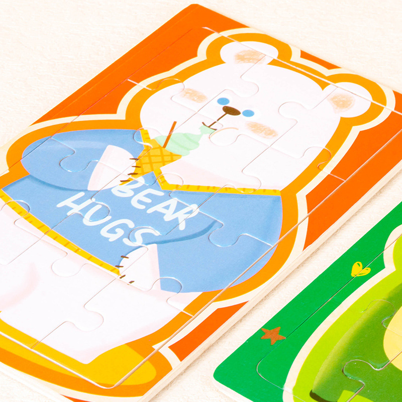 Educación temprana Iluminación juguetes de dibujos animados puzzle de bloques de animales 0 - 3 años de niños pequeños niños y niñas puzzle de bebés