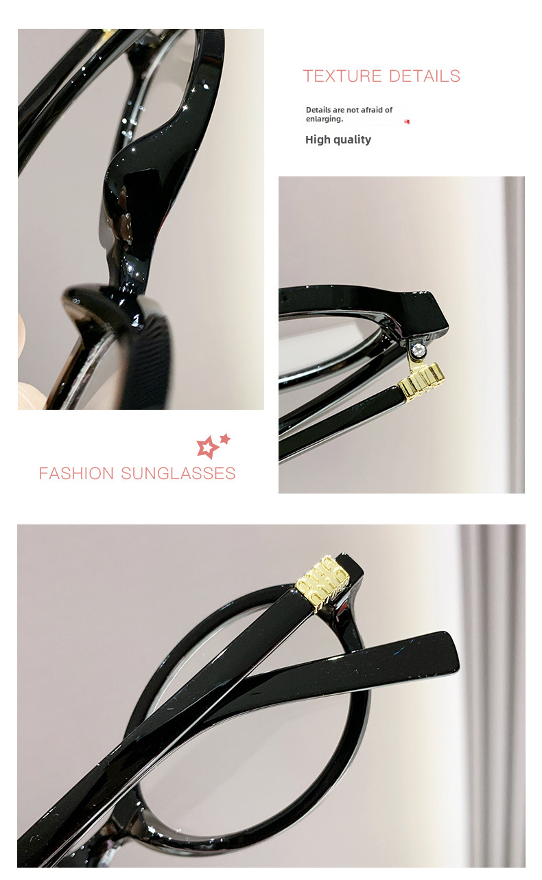 Presbyoscopic Glasses Female Zhang Yuanying Same-style Nerd Black Frame Men's Anti-blue Light Advanced Sense Frame Metal Tooth Presbyoscopic Glasses_voghion.com