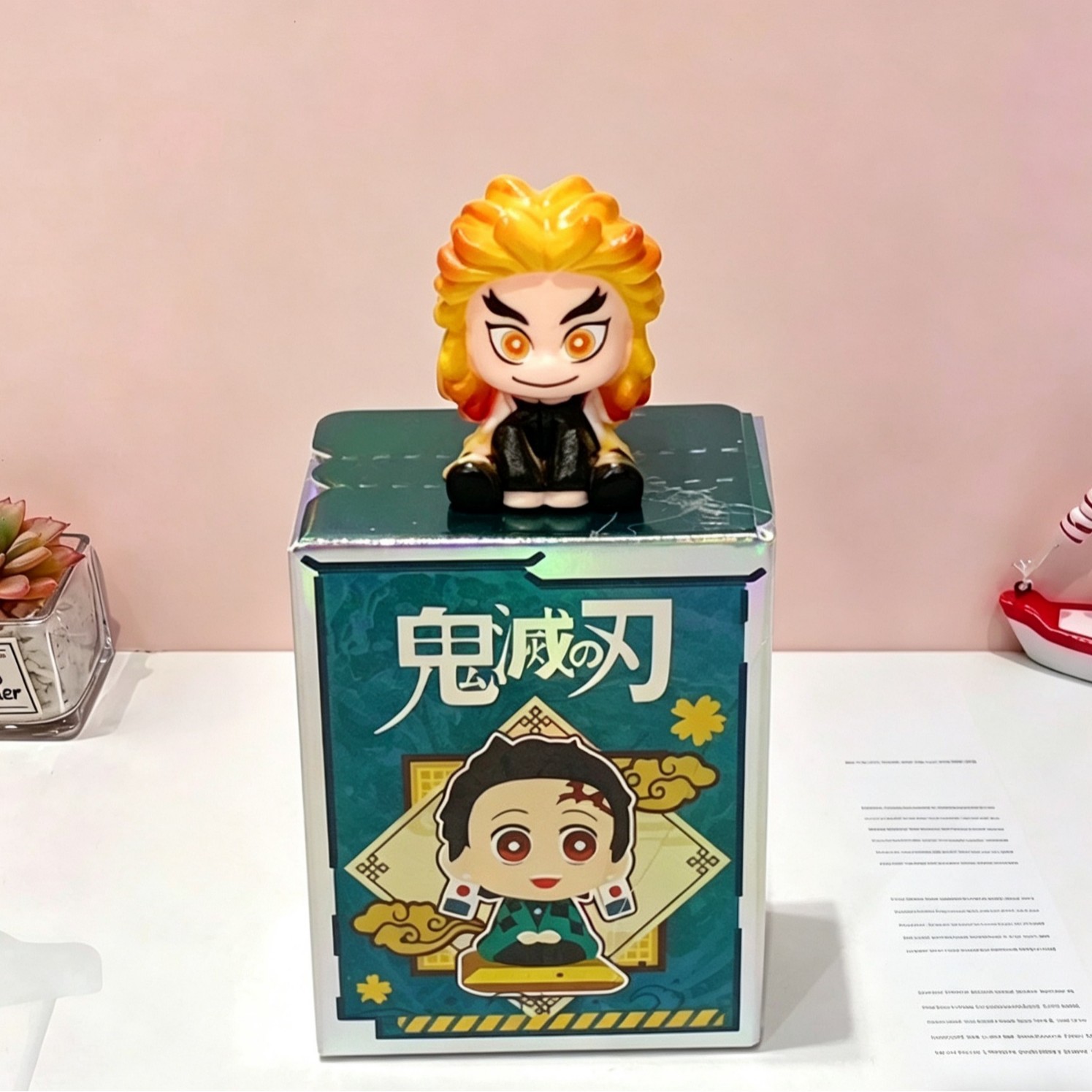 新款鬼灭之刃迷你萌粒盲盒潮玩树脂手办动漫公仔摆件周边盲盒批发