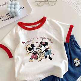 童装100%纯棉短袖T恤女童夏季新款男童卡通可爱中小宝宝洋气上衣t