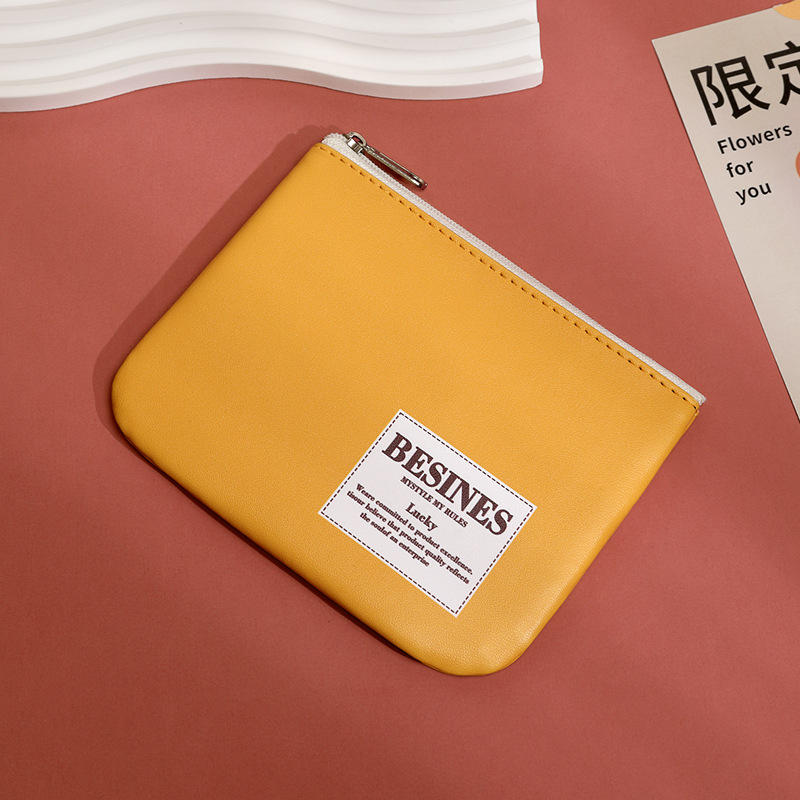 Bolso de cambio para mujeres mini estudiantes de cuero suave bolso de mano de llaves simple, delgado y compacto estilo coreano