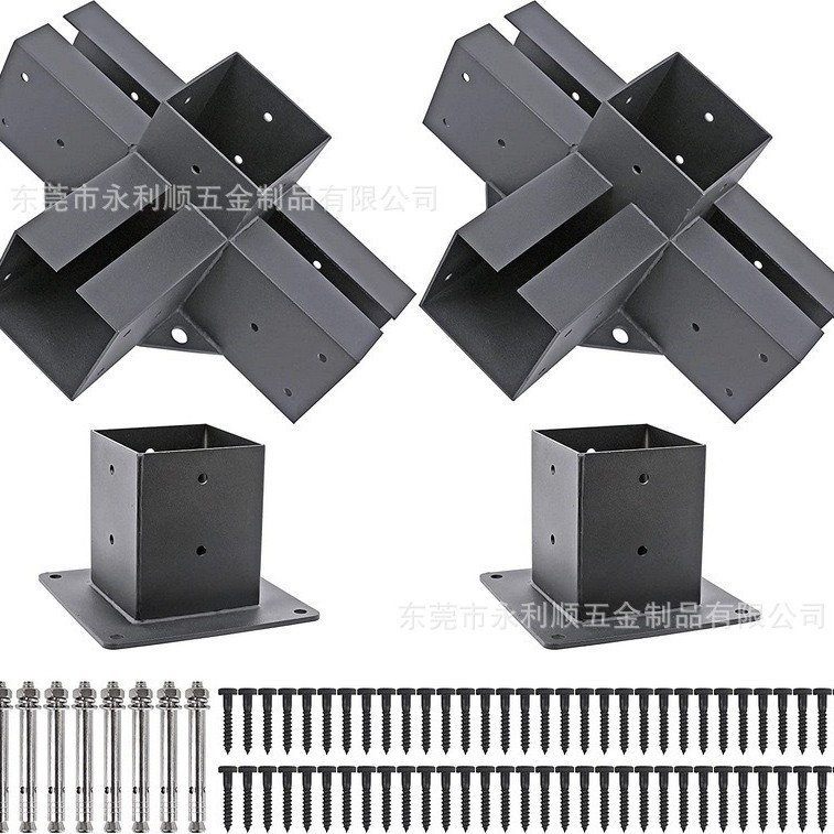 Venta directa de fábrica de Dongguan Soporte de pérgola exterior transfronterizo 4 × 4 6 × 6 Soporte de esquina Soporte de pabellón combinado con acero y madera