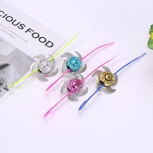 Electroplated plastic fingertip pull cord gyro pull rod inertia rotating alloy gyro toy gift