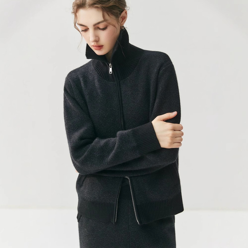 Autumn and Winter Cashmere Cardigan Suit for Women, Fashionable Lapel Double Zipper with Pocket Casual Pants for Women, Comfortable Knitted Jacket Autumn and Winter Cashmere Cardigan Suit for Women, Fashionable Lapel Double Zipper with Pocket Casual Pants for Women, Comfortable Knitted Jacket