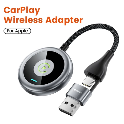 Toocki Car Wired to Wireless Carplay Apple Charging Two-In-One Smart Car-Machine Interconnection Navigation Box (Simsiz CarPlay və Android Auto) - toocki-smart-driving-wired-to-wireless-carplay-silver-english-color-box