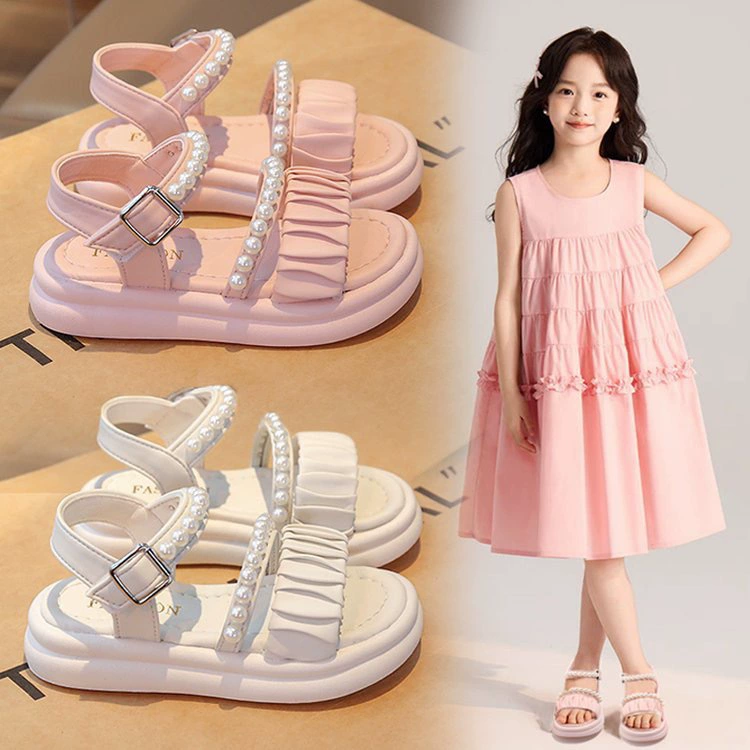 Сандалии для девочек 2025 летний новый взрывной детский мягкий фон Принцесс обувь девушка римская обувь для детей