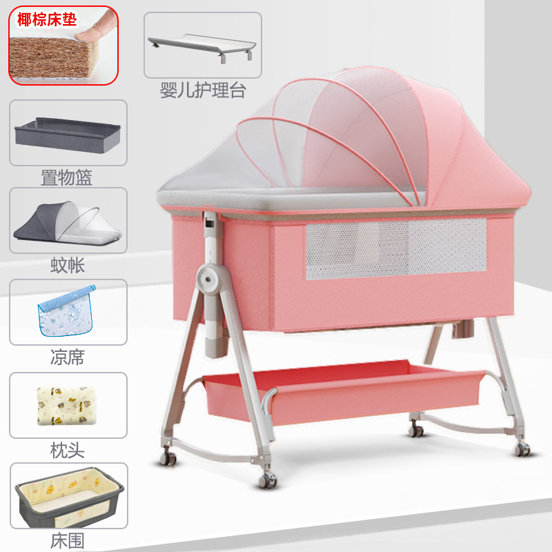 Cuna móvil Cuna portátil Cuna para bebé Cama plegable multifuncional bb Cama grande de costura para niños recién nacidos