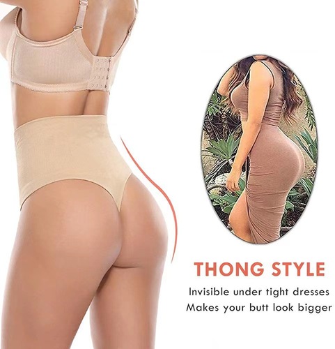 European and American sexy mid-waist tummy-control butt-lifting pants seamless body-lifting butt-exposed high-waist pants triangle thong underwear