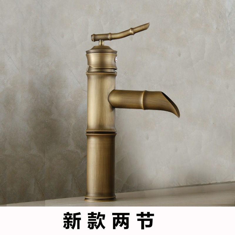 欧式仿古全铜台上盆水龙头竹节面盆水龙头浴室冷热水脸盆水龙头|undefined
