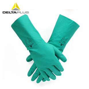 Delta 201803 Heavy Duty Green Nitrile Anti-chemical Gloves Acid and Alkali Resistant Gloves Thermal Protection Latex Cotton Planting
