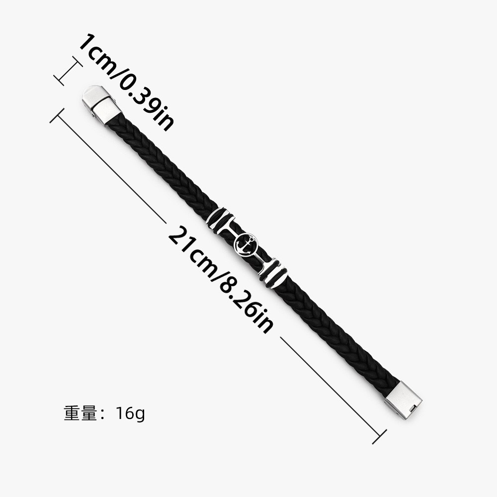 20g Weight Bangle Classification Leather Chain Material 1 Piece Quantity Holiday, Daily Occasion 304 Stainless Steel, Pu Leather Material Solid Color Pattern All Seasons Season Men's Gender Plating Design Retro, Punk Style Retro Punk Solid Color 304 Stainless Steel Pu Leather Plating Men's Bangle Men Cord & Leather Bracelets 无