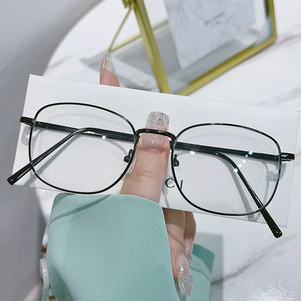 Little Red Book Online Red Plain Frame Anti-Blue Light Flat Light Big Face Slimming Discoloration Myopia Glasses Finished with Weight