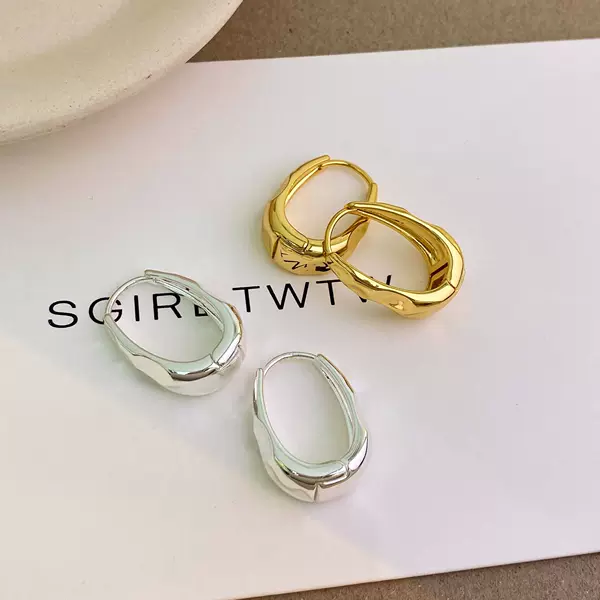 Copper plated real gold European and American high-end irregular water drop metal earrings women's new cold wind fashion earrings earrings