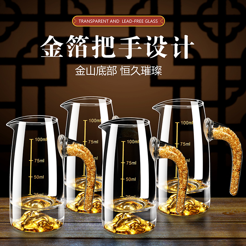 Taza de vino blanco conjunto casero pequeña copas de oro de hoja de oro copas de vino de una taza de vino de vidrio de alta calidad con marco