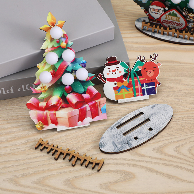 クロスボーダークリスマスツリーデスクトップ装飾品木製工芸品外国貿易クリスマステーマレストランホテルデスクトップ装飾卸売|undefined