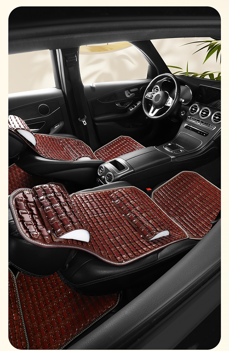 2026 New Summer Bamboo Car Seat Cushion Set, Suitable for All Seasons, Ventilated and Breathable Massage Lumbar Cushion for Trucks, Multi-Piece Set