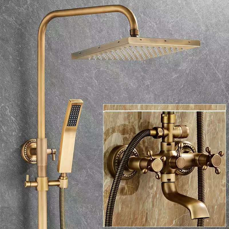 European-style Antique Shower suit Copper Body Brushed Surface Treatment Retro Bathtub Shower Faucet Mixing Valve European-style Antique Shower suit Copper Body Brushed Surface Treatment Retro Bathtub Shower Faucet Mixing Valve