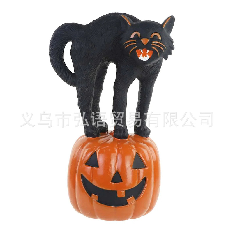 跨境创意万圣节装饰南瓜猫咪节日氛围场景派对桌面装饰摆件|undefined
