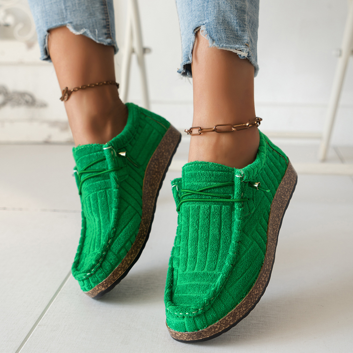 2024 plus size women's flat bottom elastic sleeve, foot pedal, lazy shoes, casual single shoes_voghion.com