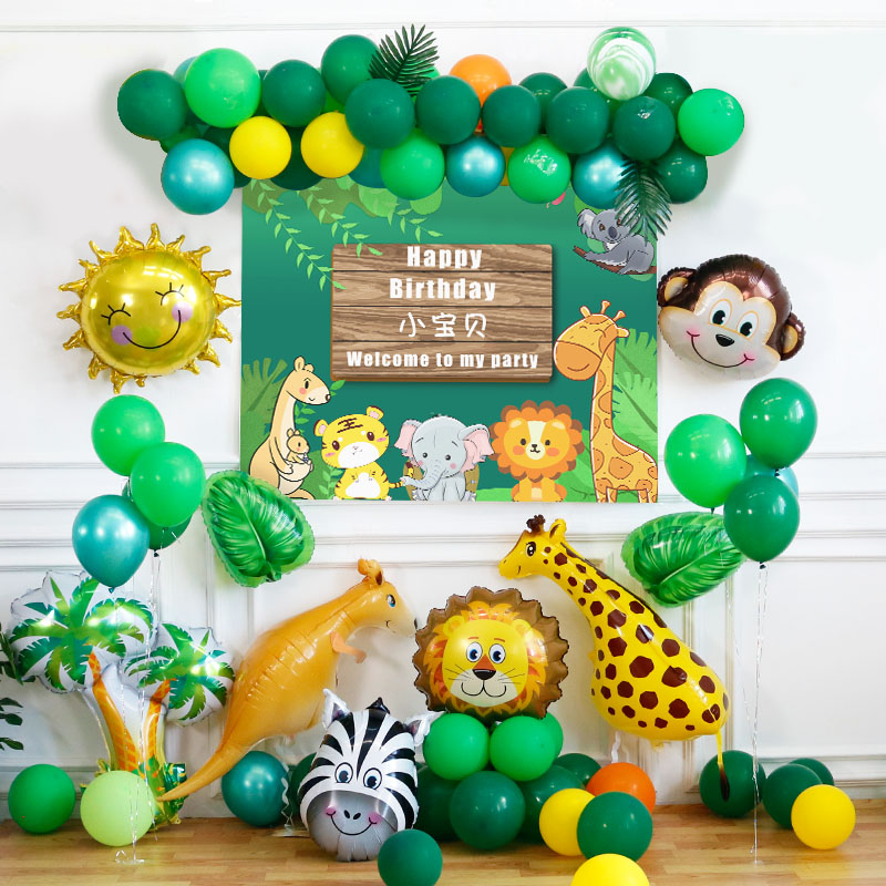 Aniversario del bebé Feliz cumpleaños Decoraciones de fiesta Escena Diseño de niños Niñas Paquete de globos Pared de fondo