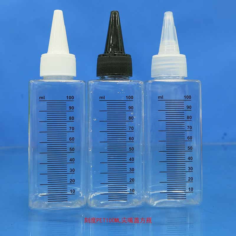 刻度PET100ML尖嘴盖方瓶8