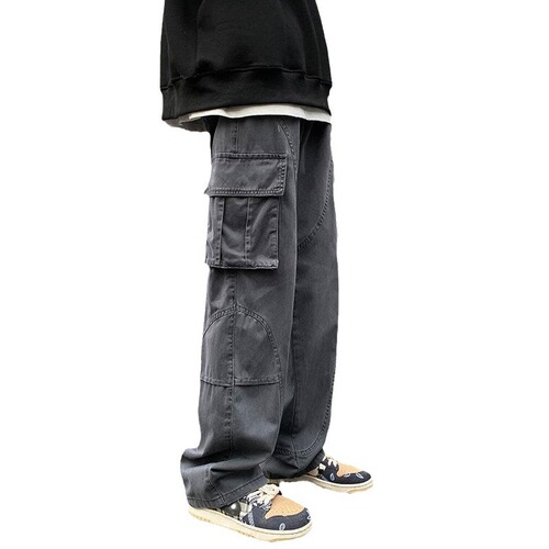 Men's Fall Work Pants Loose Trendy Retro Straight Leg Casual Pants Streetwear Brand Ins American Wide Leg Harem Long Pants