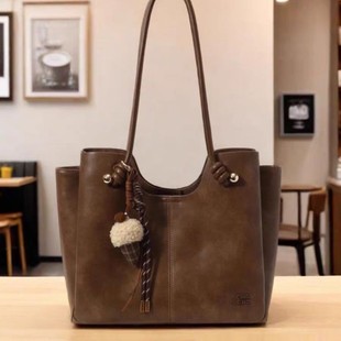 Three Folding Tote Large Bag Women Autumn and Winter Texeled Commuter Handbag Shoulder Bag 2025 New