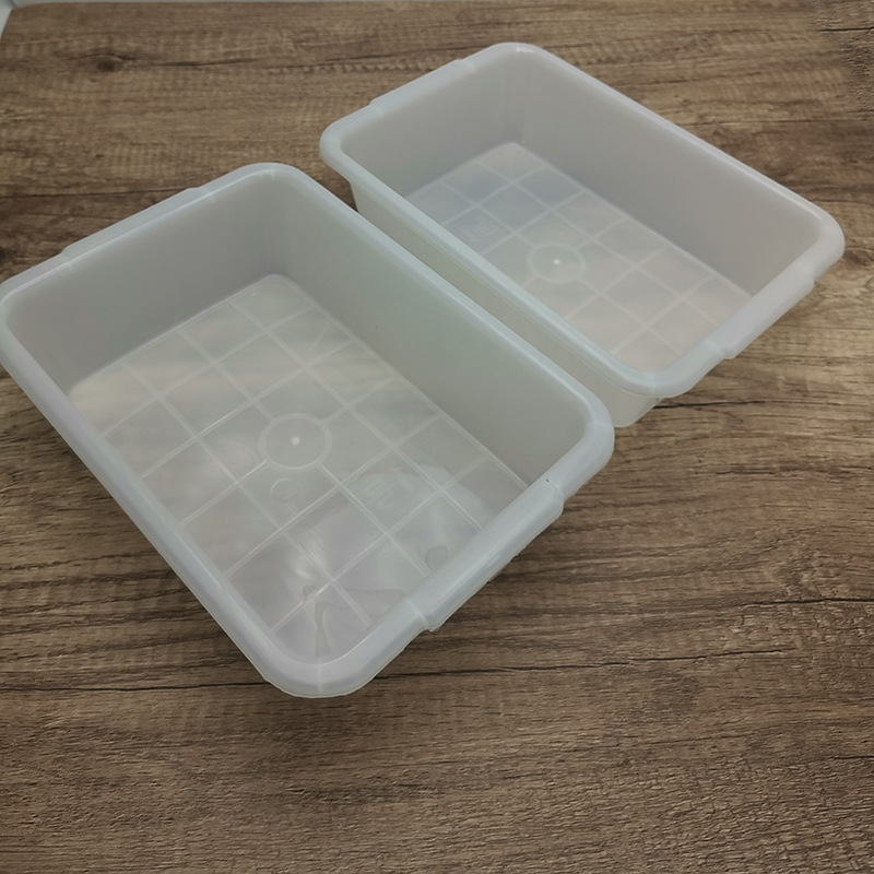 I2449 caja de almacenamiento blanca pequeña cuenca de hielo de plástico caja rectangular 2 yuanes