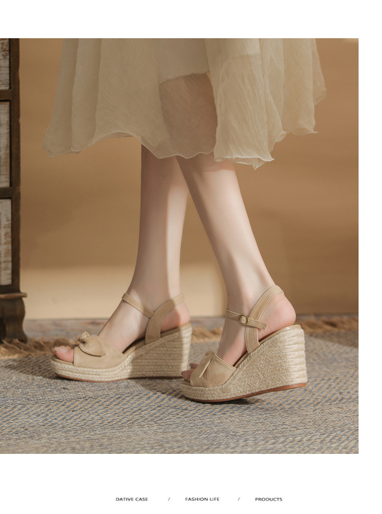 Sandal cao gót nữ hở mũi đế xuồng đan thừng gót 9 cm — Xanh lá cây nhạtcolor chi tiết 8