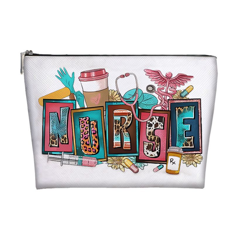 Nueva bolsa de maquillaje pu Amazon venta caliente bolsa de maquillaje de enfermería bolsa de mano bolsa de lavado bolsa de tela pequeña bolsa de almacenamiento