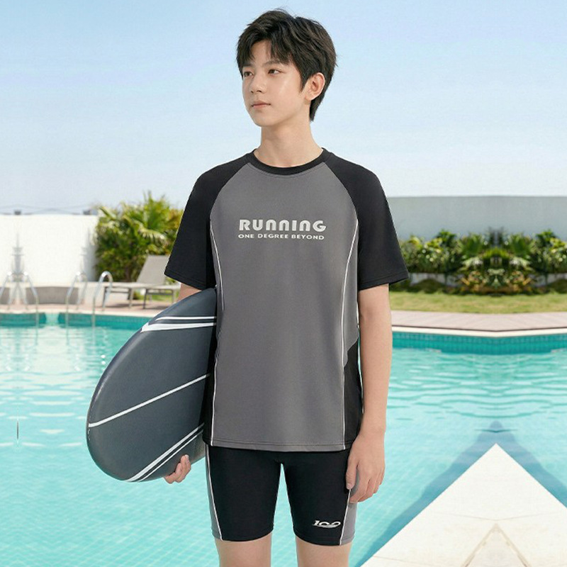 New Style Big Kids' Two-Piece Swimsuit, Quick-Dry Sun-Protective Swimsuit Set, Plus-Size Boys' Hot Spring Swimsuit, Direct from Manufacturer