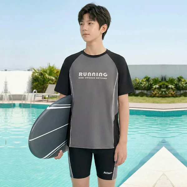 New Style Big Kids' Two-Piece Swimsuit, Quick-Dry Sun-Protective Swimsuit Set, Plus-Size Boys' Hot Spring Swimsuit, Direct from Manufacturer