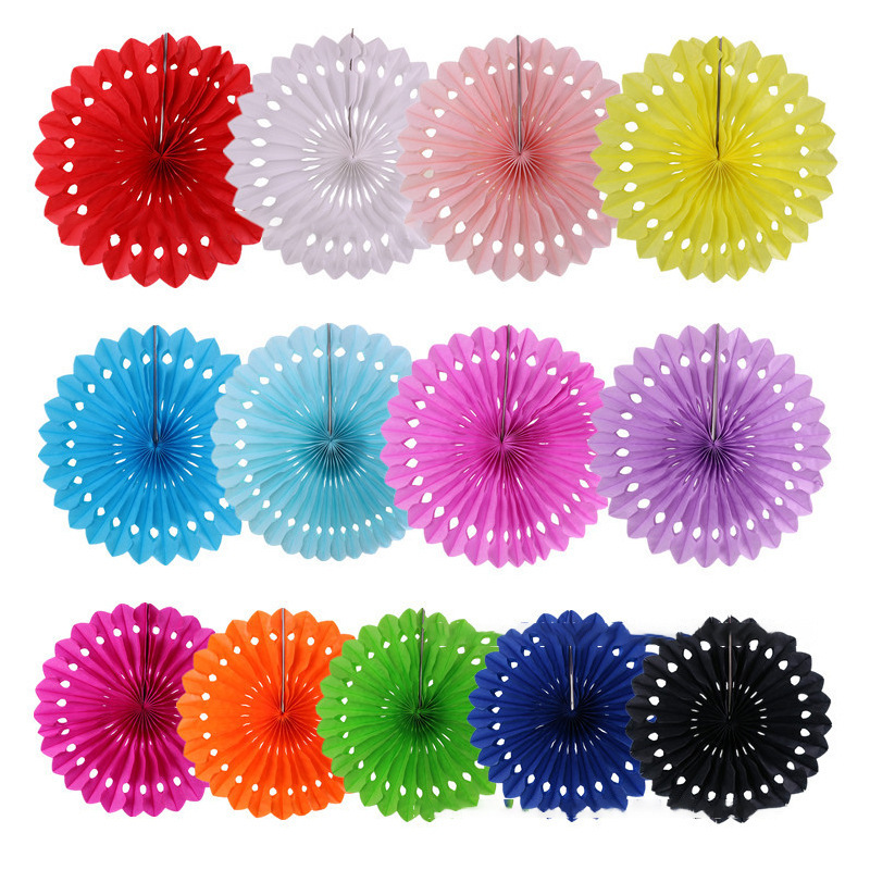 空心蜂巢纸扇镂空折纸纸花生日派对装饰节日庆典布置雪花纸扇扇子