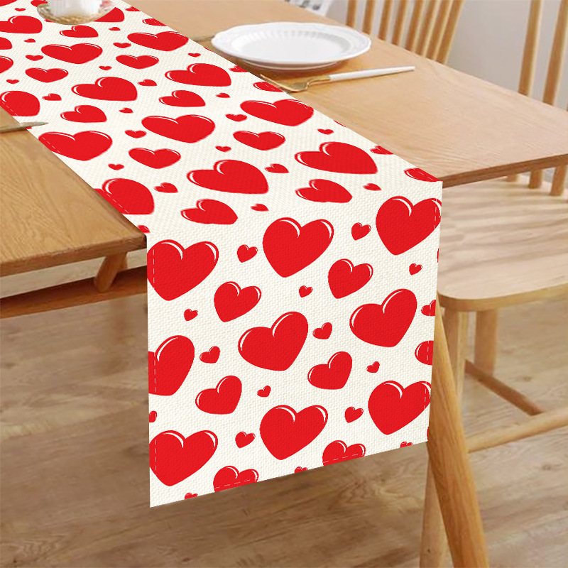 Amazon transfronterizo Día de San Valentín corredor de mesa de impresión digital huevo colorido nórdico restaurante occidental anti-fouling aislamiento térmico mantel decorativo