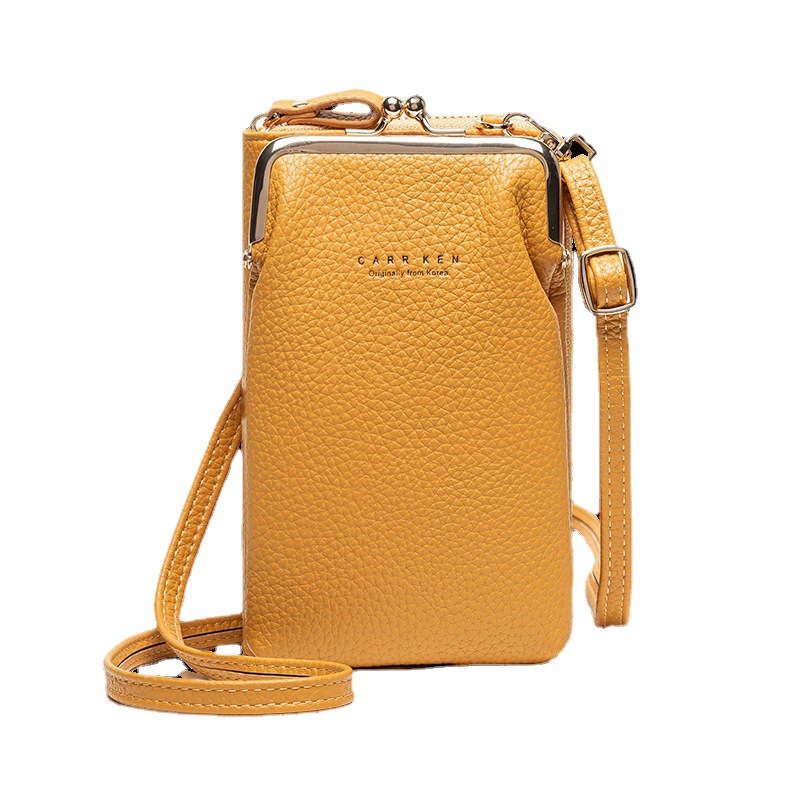 Bolso del teléfono móvil del patrón del lichi bolso del mensajero del hombro de las mujeres de la nueva manera de las mujeres bolso del teléfono móvil del color sólido del estilo coreano