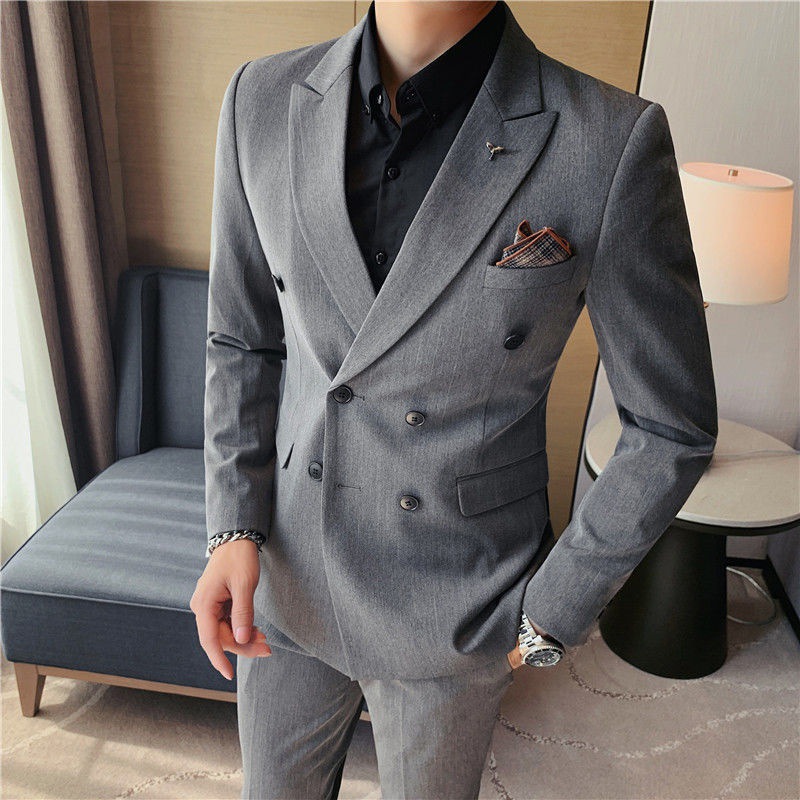 Double-breasted man 's suit suit Korean Edition leisure time suit coat winter Groom marry full dress suit singleton