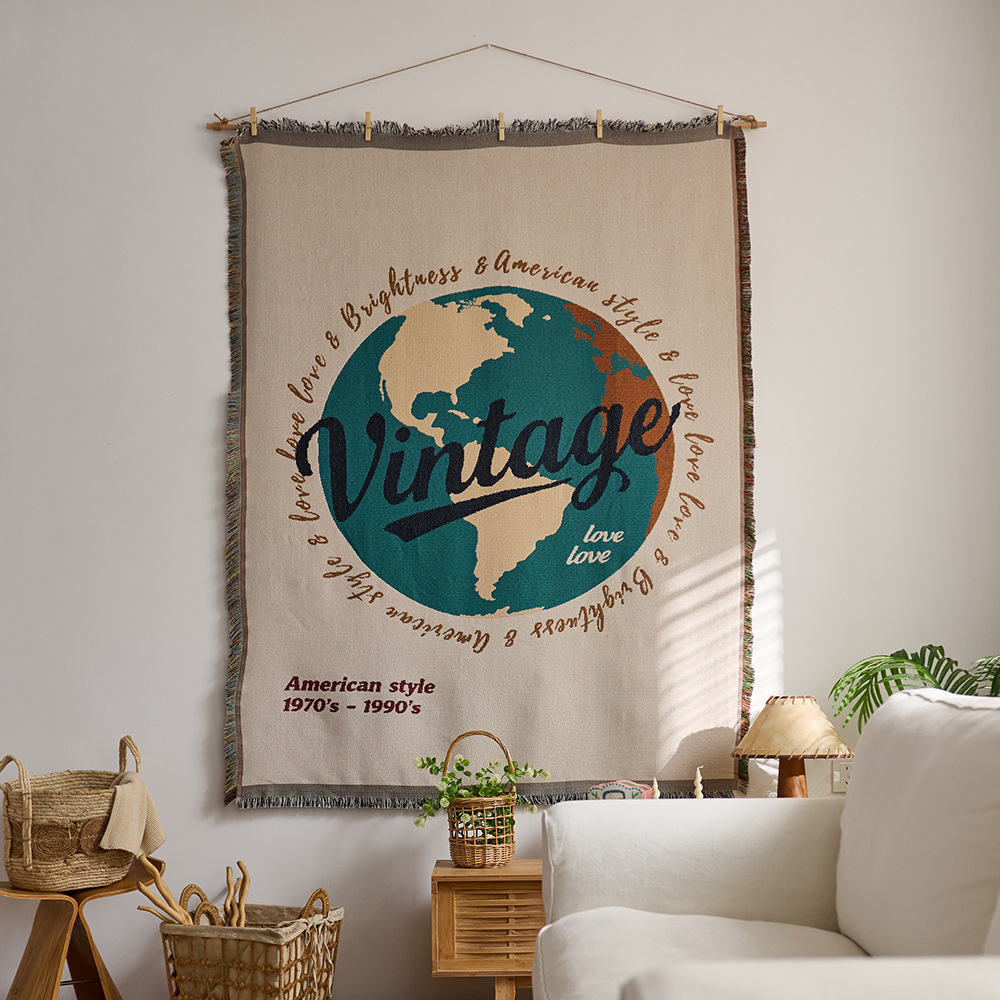 American Cotton Yarn Woven Tapestry B&B Background Wall Hanging Cloth Sofa Cabinet Cover Room Wall Decoration Background Cloth