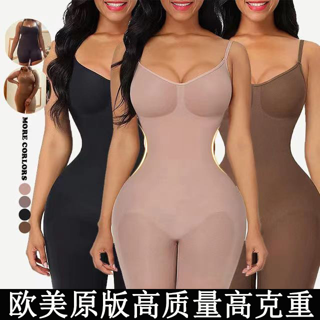 European and American Cross-border Body Shaping Clothing Abdomen-lifting Hip-lifting Corner-length Open Crotch Postpartum Slimming Clothing Chest-supporting Strap Corset