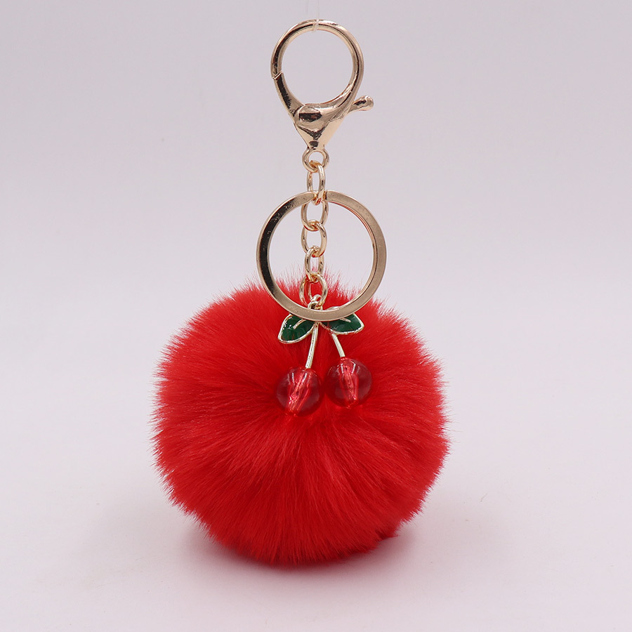 Lindo llavero de peluche de cereza aleación bolsa de bola de piel de cereza colgante bolsa de Ropa Accesorios de llavero