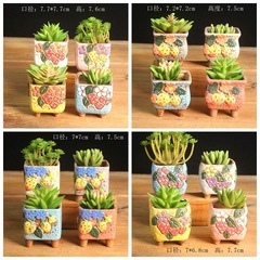 Wholesale Korean-style ceramic hand-painted succulent pots, succulent thumb pots, desktop planters, ceramic pot 0437