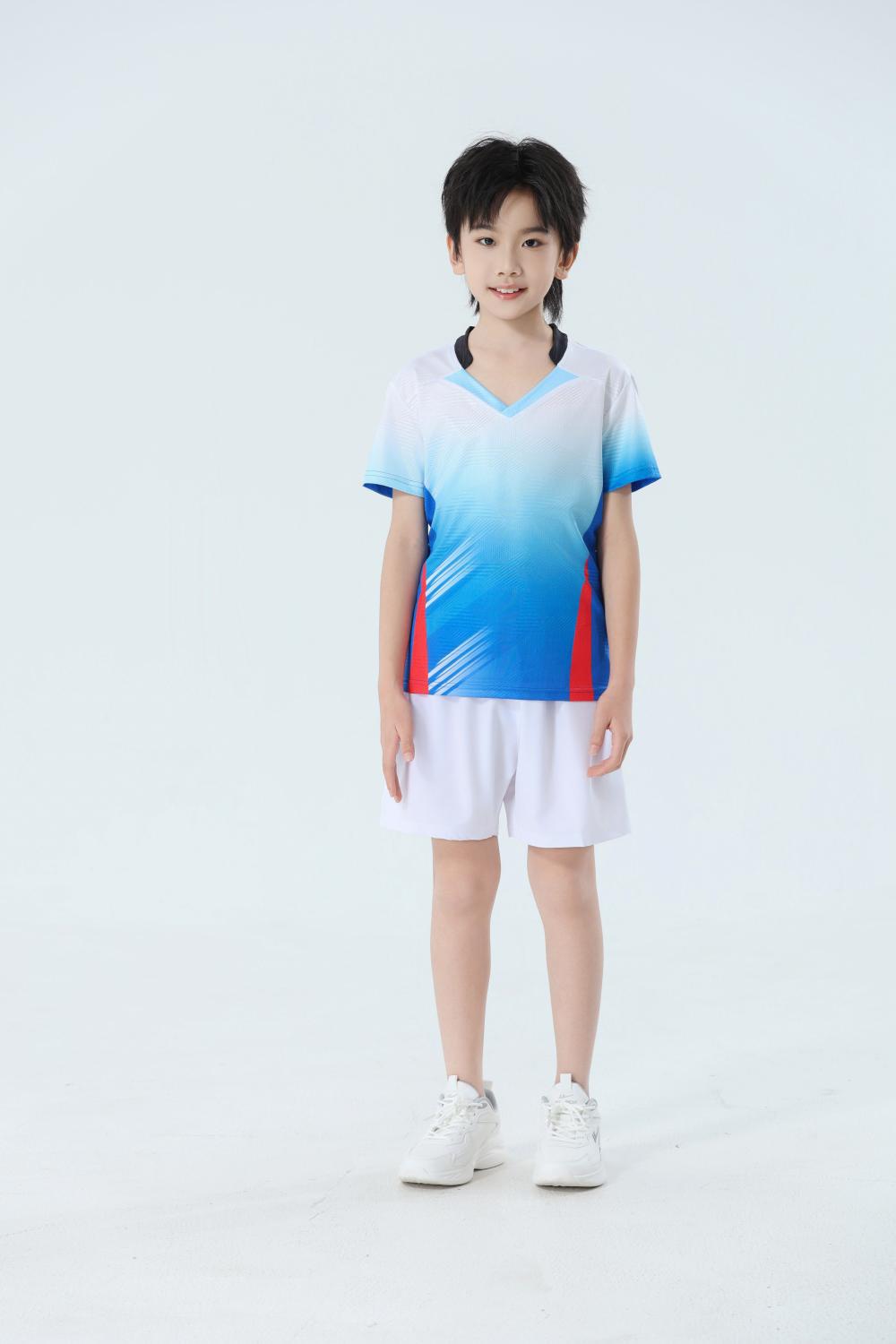 Nuevo set de bádminton transpirable de secado rápido hombre y mujer V-collar chaqueta deportiva para niños adultos con impresión personalizada image 17