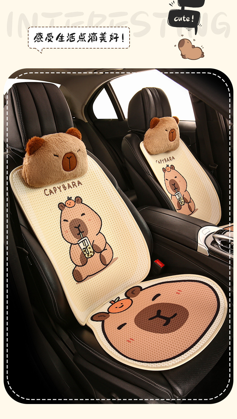 Kapibala Car Seat Cushion, Universal for All Seasons, Cute Half-Pack Seat Cushion Cover, Women's Rear Seat Cover, Single-Piece Seat Cover