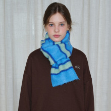 自制羊毛混纺拉绒条纹条纹围巾女秋冬季氛围感柔软韩系拼色小围脖