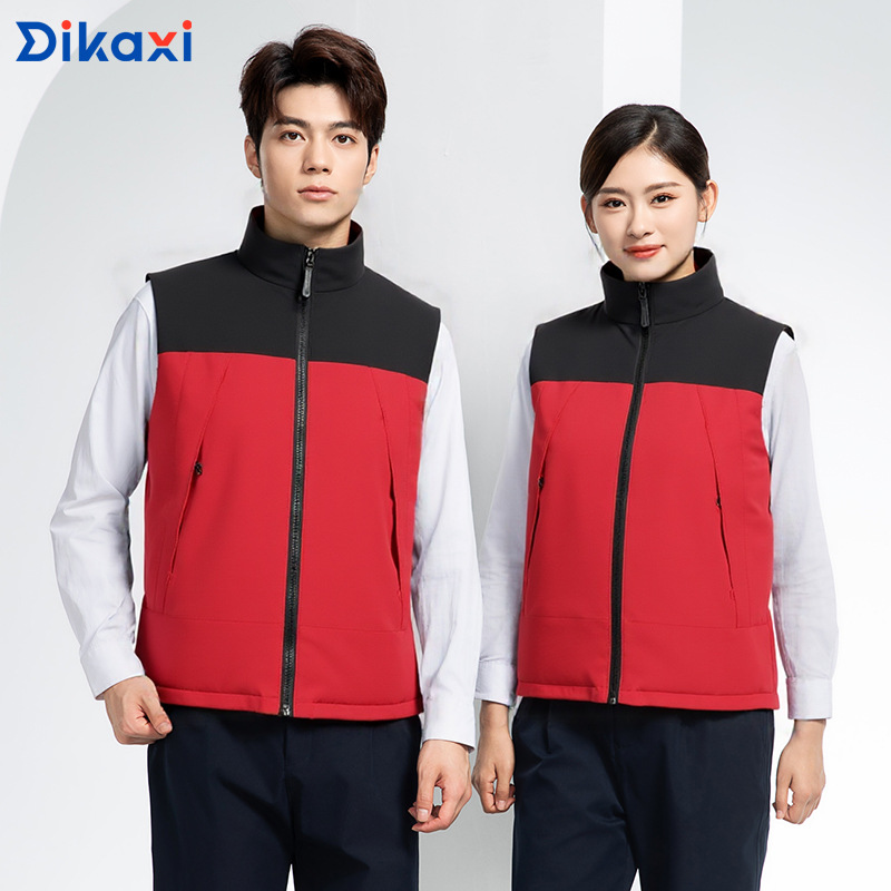 New fleece-lined thick vest custom logo cotton vest custom-made men and women warm vest printing overalls wholesale