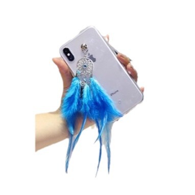 Fairy chicken feather wind chime mobile phone pendant diy mobile phone case Apple tassel Huawei jewelry accessories pearl pendant