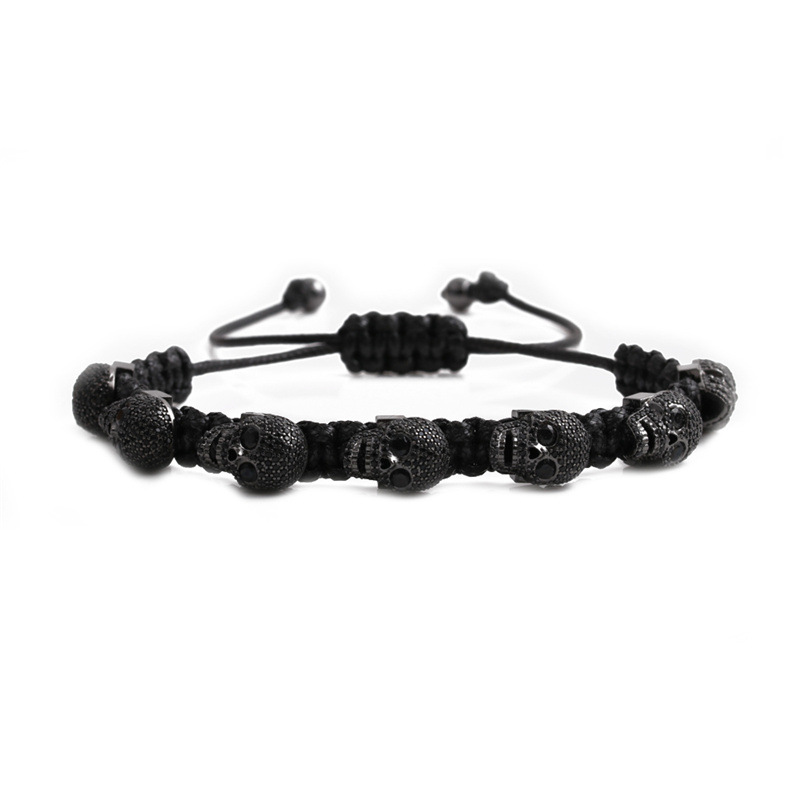47g Weight Bracelets Classification Housewarming, Anniversary, Business, Wedding, Travel, Birthday, Festival Occasion Copper Material Skull Pattern Unisex Gender Fashion Style Green Color Fashion Skull Adjustable Copper Inlaid Zircon Bracelet 3