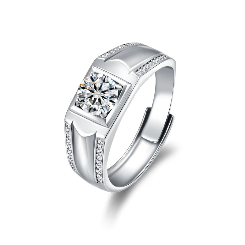 榕树下 Classic square fashionable ring, silver 925 sample, simple and elegant design