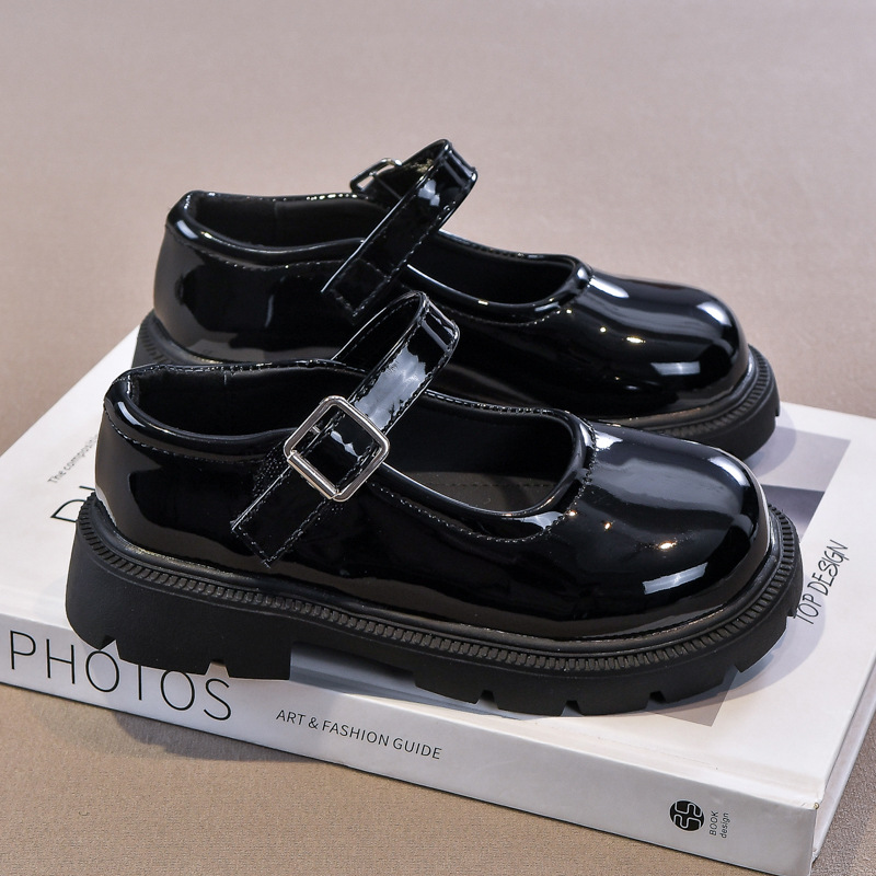 Zapatos de cuero de estilo británico para niñas 2025 primavera y otoño nuevos zapatos Mary Jane para niños zapatos de princesa para niñas zapatos de rendimiento negros image 4