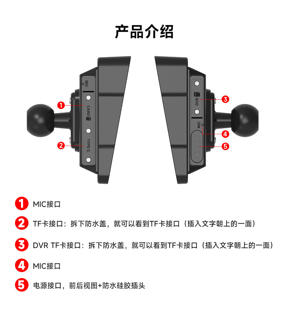 5inch Motorcycle Carplay Dash Cam Dual Recording In-Car Pnd Portable Mp5 Player Motorcycle